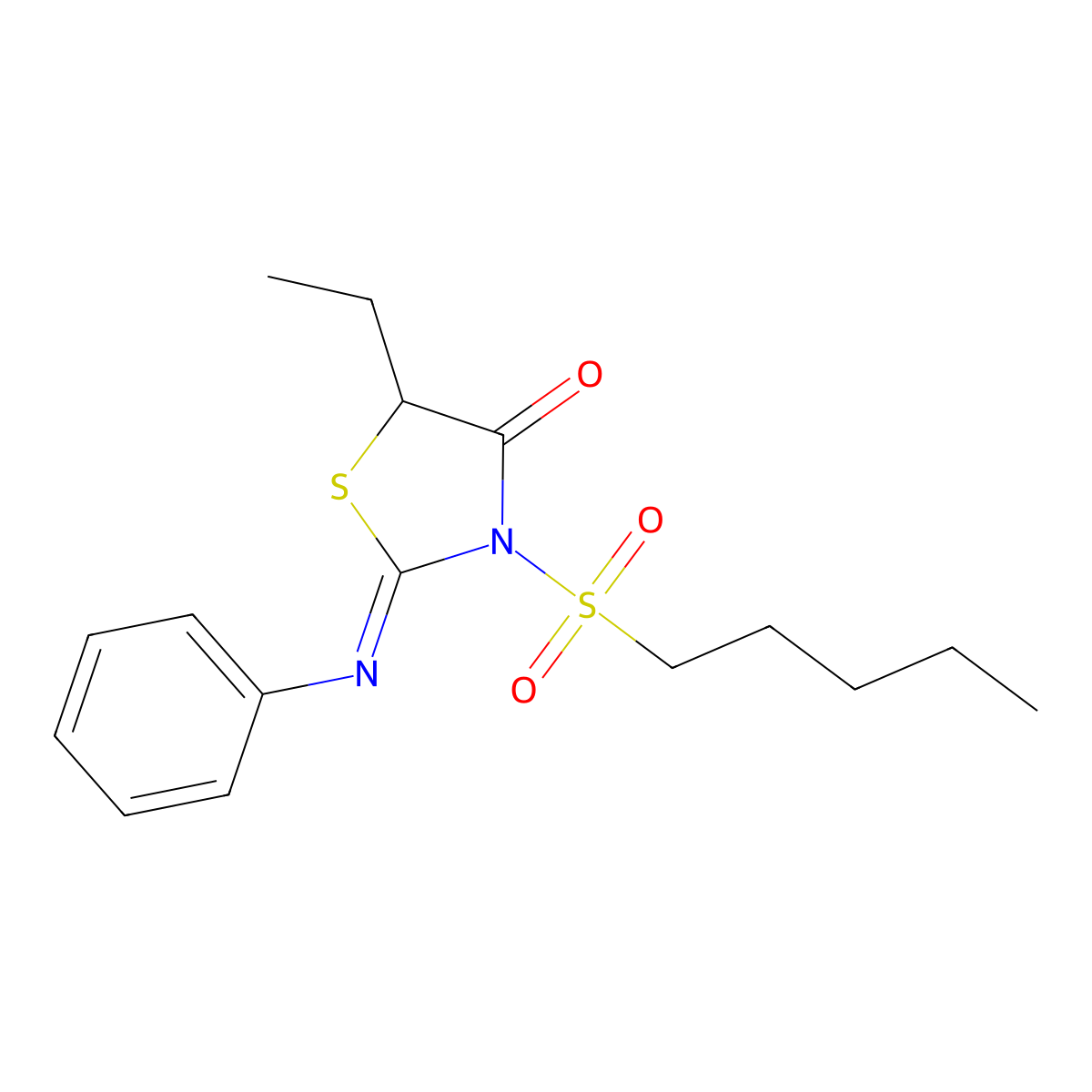 (Z)-5-ethyl-3-(pentylsulfonyl)-2-(phenylimino)thiazolidin-4-one molecular structure, CAS 468079-54-1