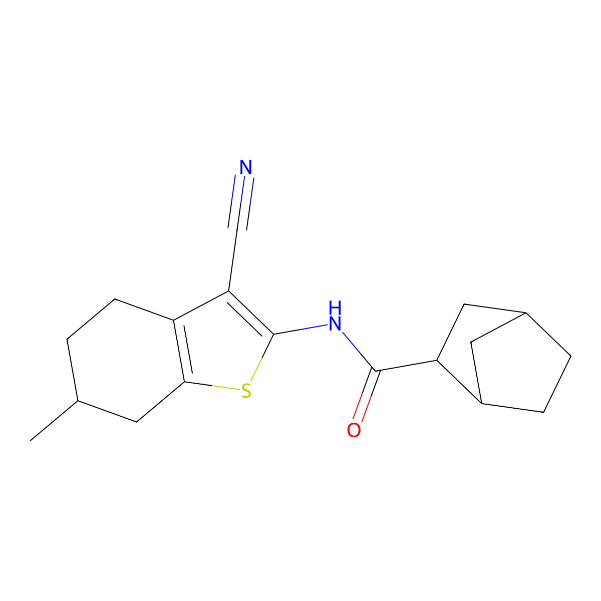 N-(3-cyano-6-methyl-4,5,6,7-tetrahydro-1-benzothiophen-2-yl)bicyclo[2.2.1]heptane-2-carboxamide molecular structure, CAS 468089-42-1