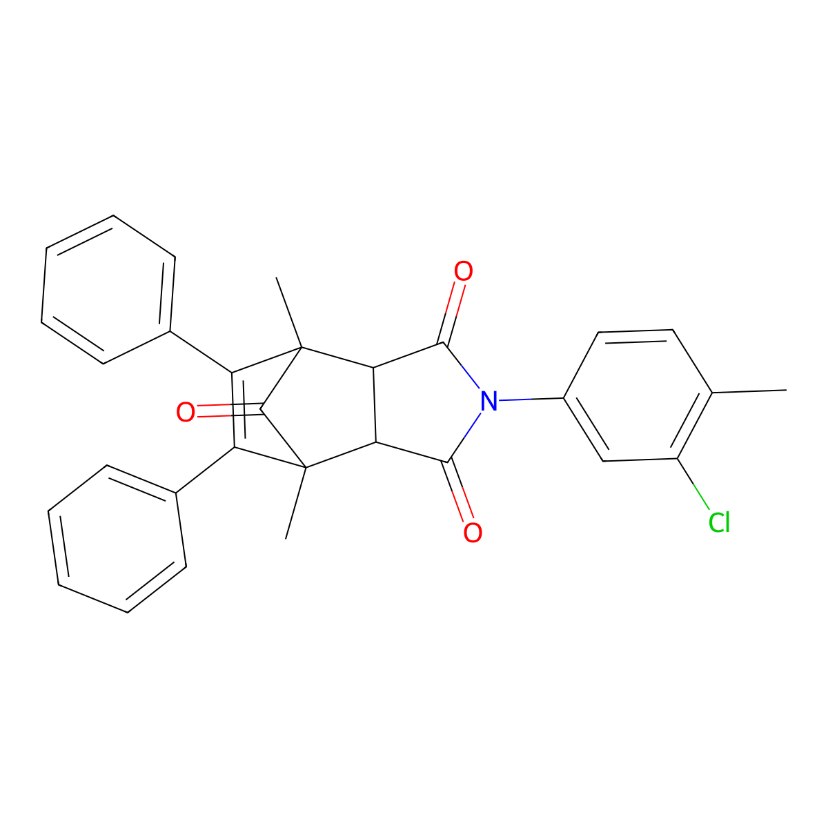 4-(3-Chloro-4-methylphenyl)-1,7-dimethyl-8,9-diphenyl-4-azatricyclo[5.2.1.0~2,6~]dec-8-ene-3,5,10-trione molecular structure, CAS 468091-85-2