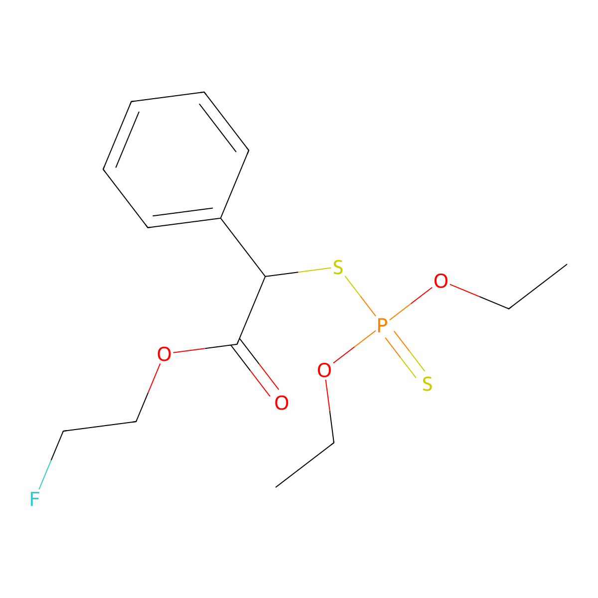 Acetic acid, mercaptophenyl-, 2-fluoroethyl ester, S-ester with O,O-diethyl phosphorodithioate molecular structure, CAS 4681-36-1