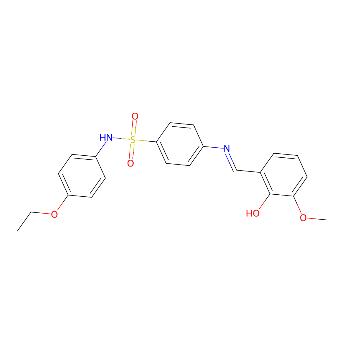 N-(4-ethoxyphenyl)-4-[(2-hydroxy-3-methoxybenzylidene)amino]benzenesulfonamide molecular structure, CAS 468101-21-5