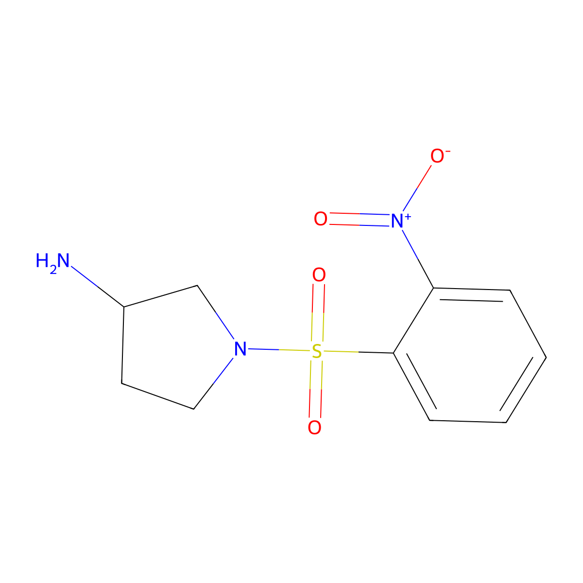 (S)-1-(2-Nitro-benzenesulfonyl)-pyrrolidin-3-ylamine molecular structure, CAS 468104-07-6