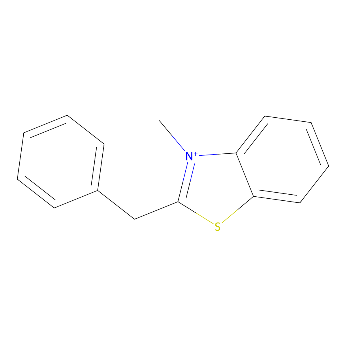 2-Benzyl-3-methyl-1,3-benzothiazol-3-ium molecular structure, CAS 46818-48-8