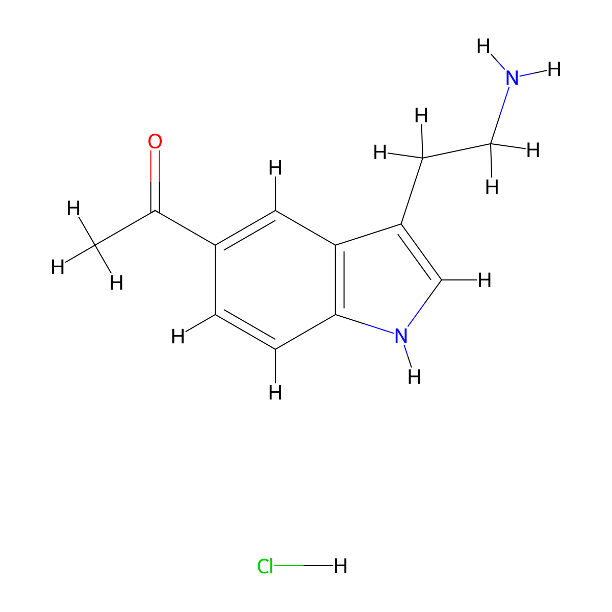 Ketone, 3-(2-aminoethyl)indol-5-yl methyl, hydrochloride molecular structure, CAS 4682-98-8