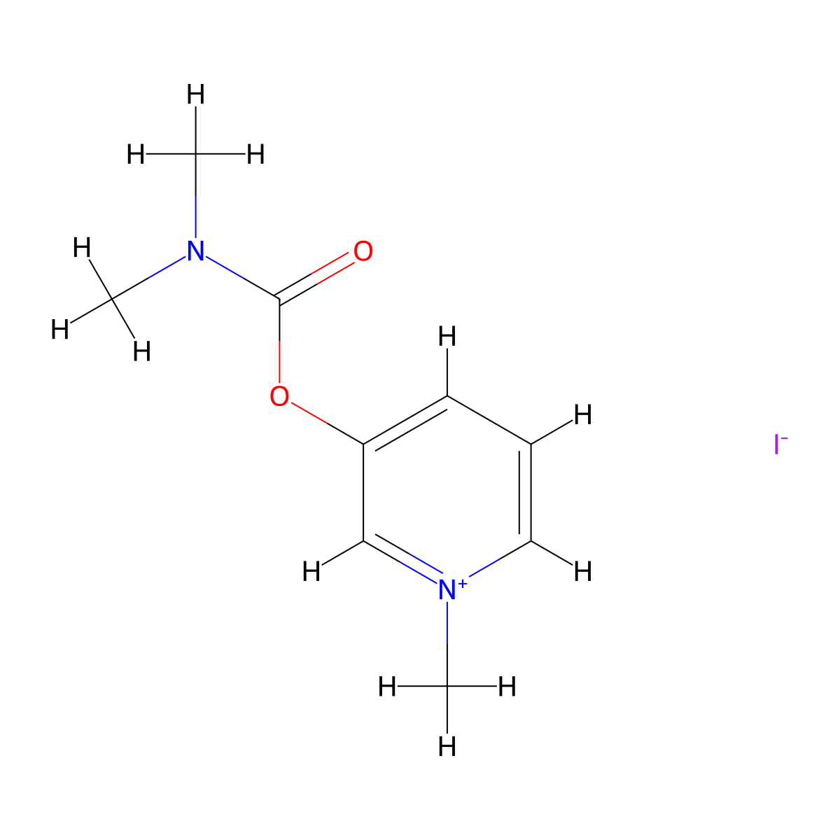 Pyridostigmine iodide molecular structure, CAS 4685-03-4