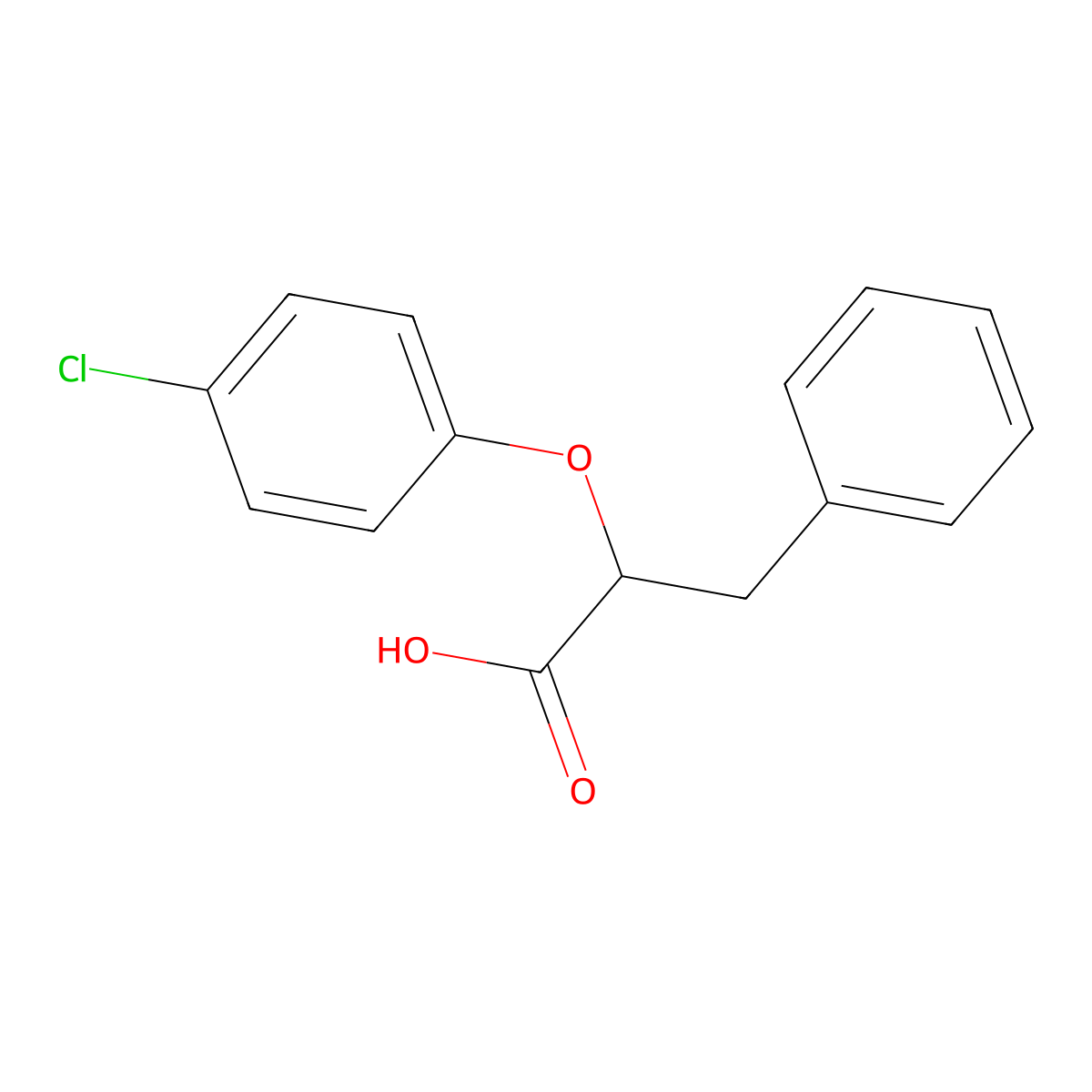 2-(4-Chlorophenoxy)-3-phenylpropanoic acid molecular structure, CAS 4687-20-1