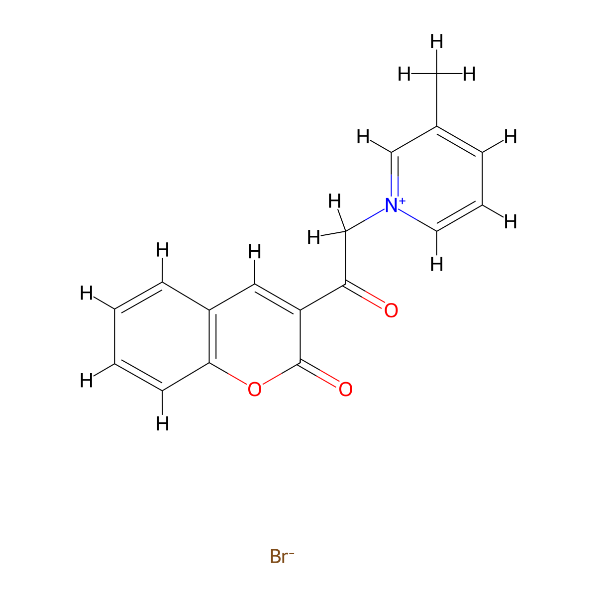 3-methyl-1-(2-oxo-2-(2-oxo-2H-chromen-3-yl)ethyl)pyridin-1-ium bromide molecular structure, CAS 468713-27-1