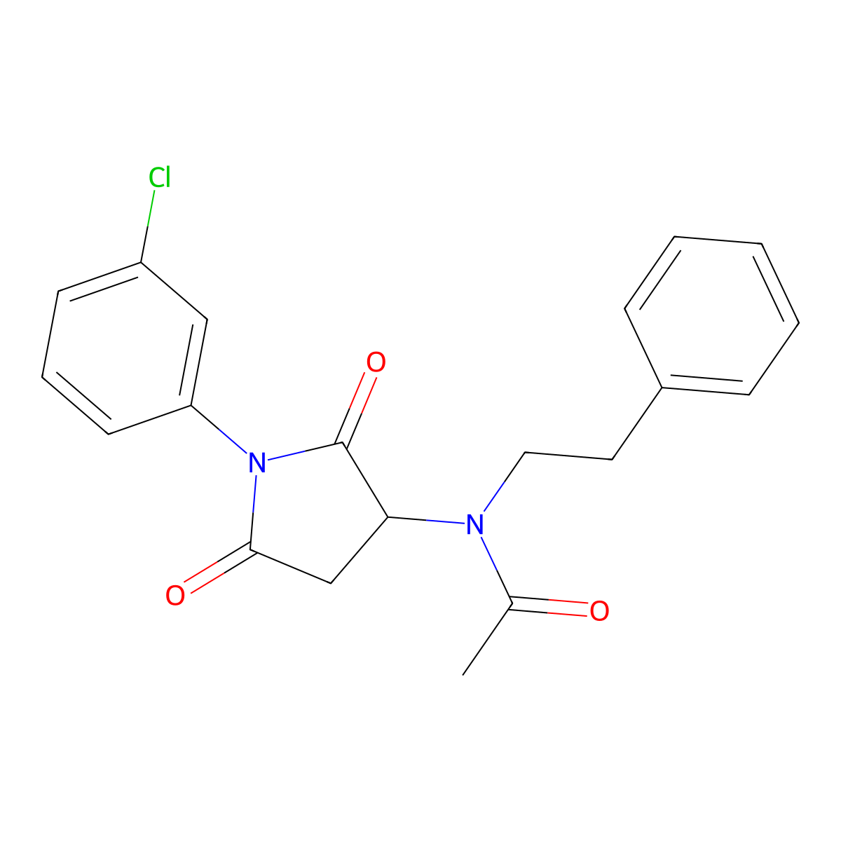N-[1-(3-chlorophenyl)-2,5-dioxopyrrolidin-3-yl]-N-(2-phenylethyl)acetamide molecular structure, CAS 468713-49-7