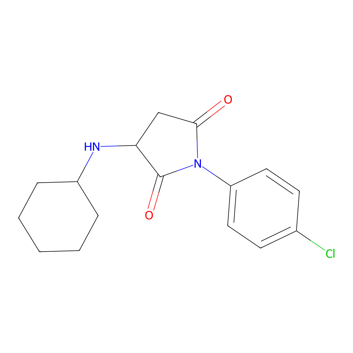 1-(4-Chlorophenyl)-3-(cyclohexylamino)pyrrolidine-2,5-dione molecular structure, CAS 468713-95-3