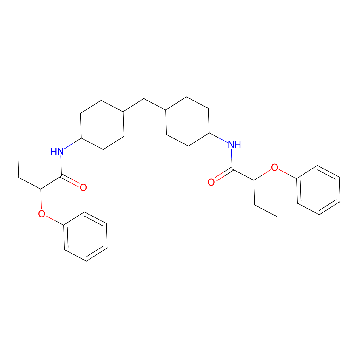 2-phenoxy-N-[4-[[4-(2-phenoxybutanoylamino)cyclohexyl]methyl]cyclohexyl]butanamide molecular structure, CAS 468714-10-5