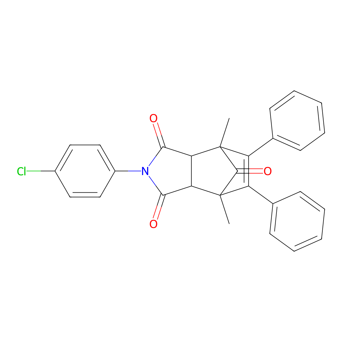 4-(4-Chlorophenyl)-1,7-dimethyl-8,9-diphenyl-4-azatricyclo[5.2.1.0~2,6~]dec-8-ene-3,5,10-trione molecular structure, CAS 468714-50-3