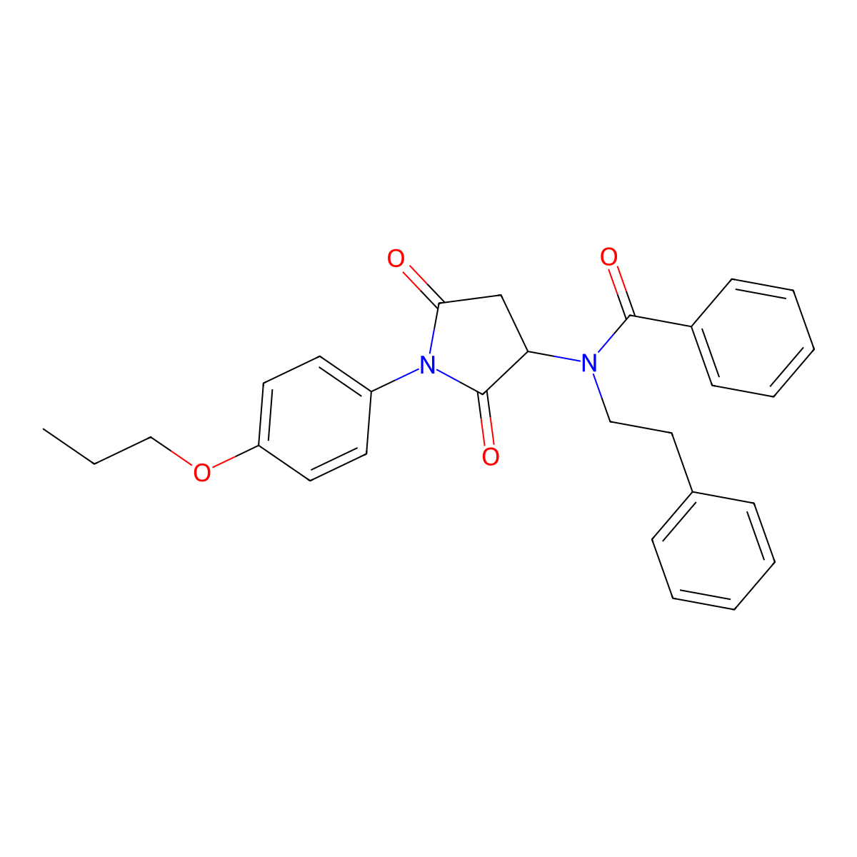 N-[2,5-dioxo-1-(4-propoxyphenyl)pyrrolidin-3-yl]-N-(2-phenylethyl)benzamide molecular structure, CAS 468714-66-1