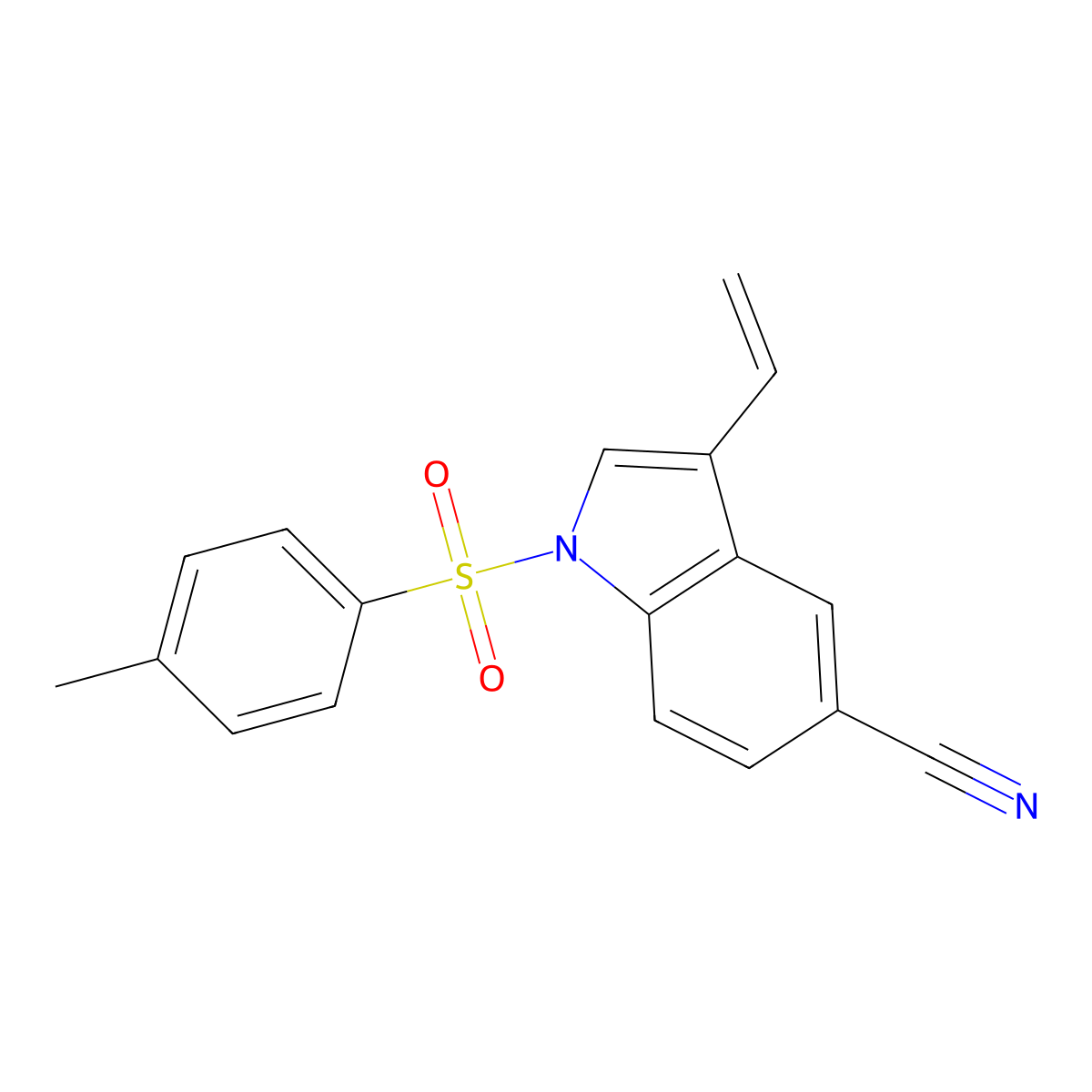 3-Ethenyl-1-(4-methylbenzene-1-sulfonyl)-1H-indole-5-carbonitrile molecular structure, CAS 468717-94-4