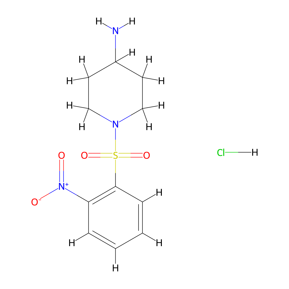 1-((2-Nitrophenyl)sulfonyl)piperidin-4-amine hydrochloride molecular structure, CAS 468720-14-1
