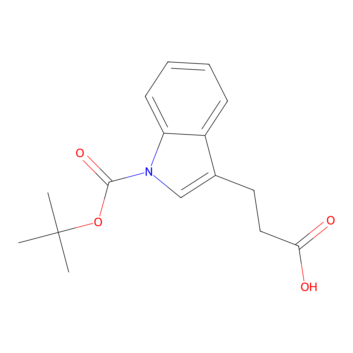 3-(1-(Tert-butoxycarbonyl)-1H-indol-3-YL)propanoic acid molecular structure, CAS 468721-38-2
