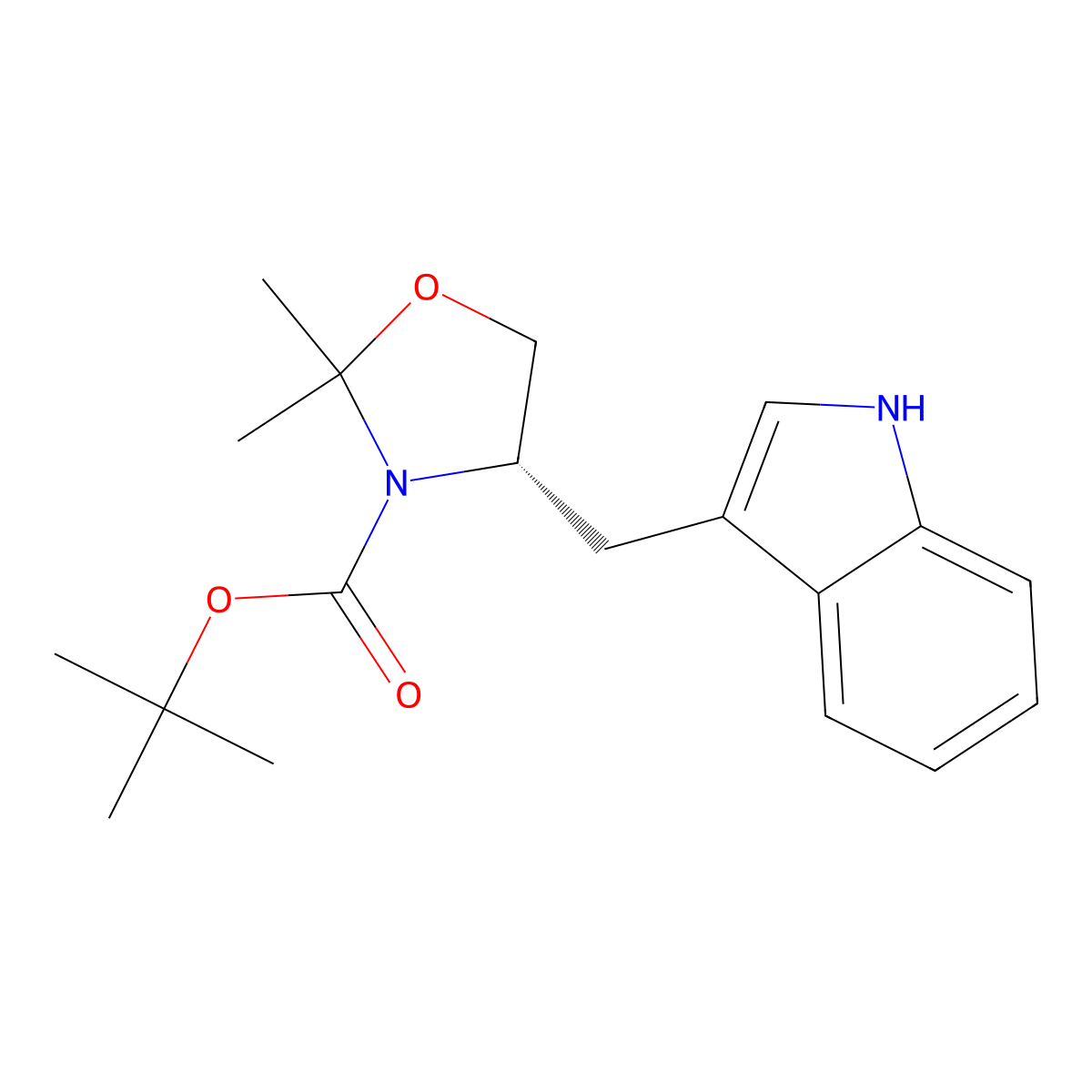 (S)-3-Boc-4-[(3-indolyl)methyl]-2,2-dimethyloxazolidine molecular structure, CAS 468727-31-3