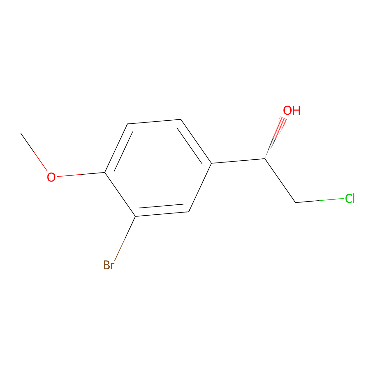 (1S)-1-(3-Bromo-4-methoxyphenyl)-2-chloroethan-1-ol molecular structure, CAS 468740-87-6