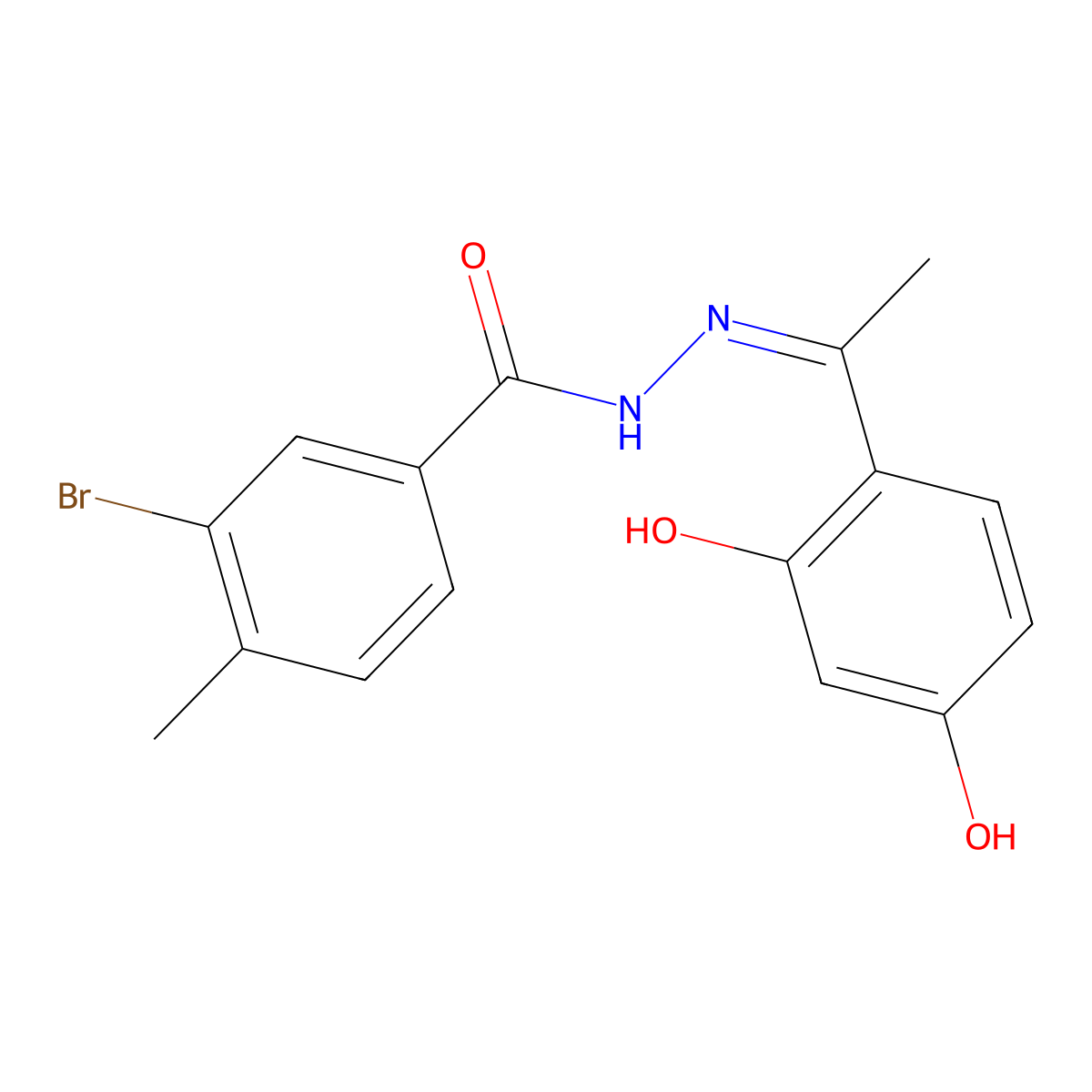 3-bromo-N'-[(1E)-1-(2,4-dihydroxyphenyl)ethylidene]-4-methylbenzohydrazide molecular structure, CAS 468747-17-3