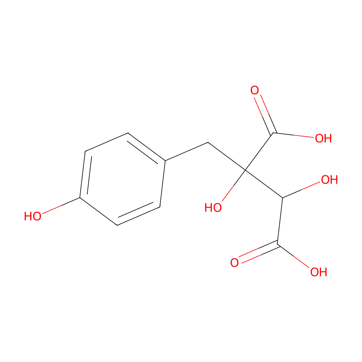2,3-Dihydroxy-2-((4-hydroxyphenyl)methyl)butanedioic acid molecular structure, CAS 469-65-8
