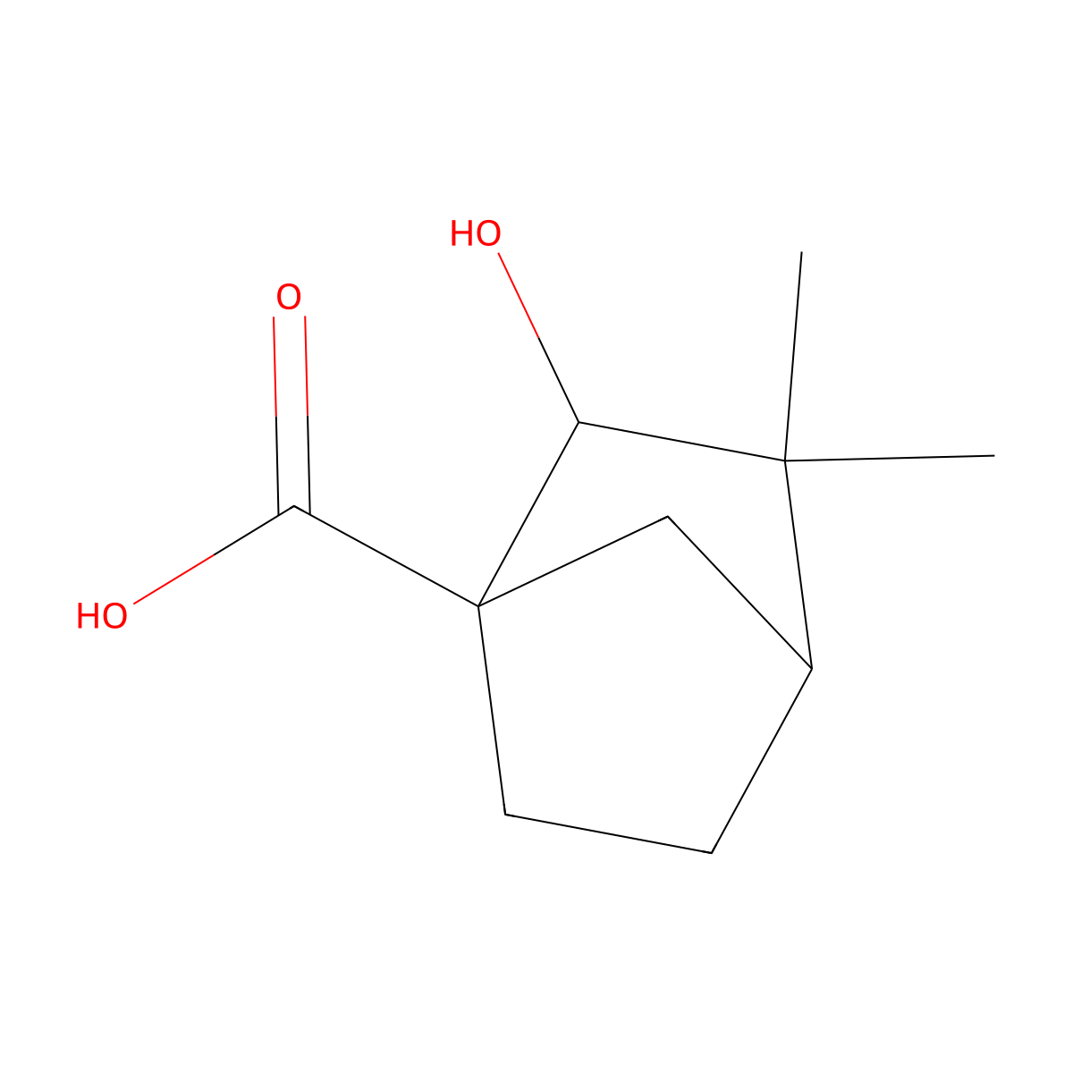 2-Hydroxy-3,3-dimethylbicyclo[2.2.1]heptane-1-carboxylic acid molecular structure, CAS 469-73-8