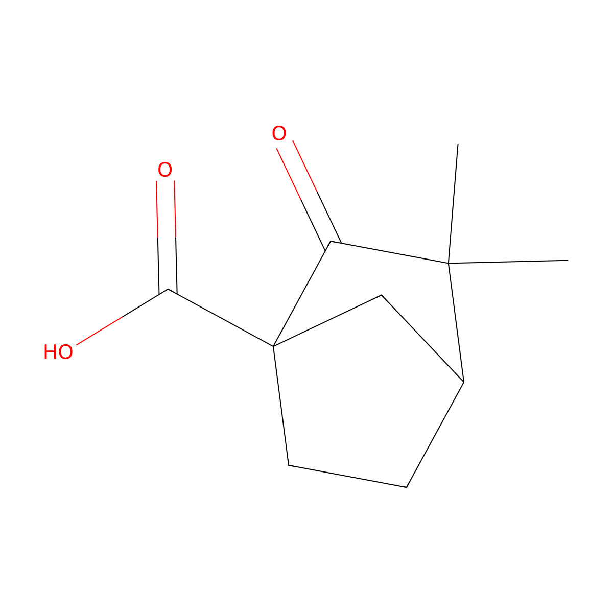 3,3-Dimethyl-2-oxobicyclo[2.2.1]heptane-1-carboxylic acid molecular structure, CAS 469-74-9