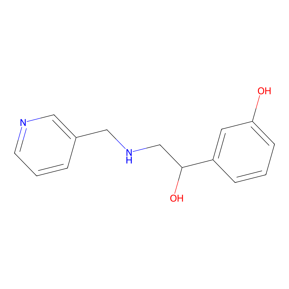 3-{1-Hydroxy-2-[(3-pyridinylmethyl)amino]ethyl}phenol molecular structure, CAS 46913-62-6