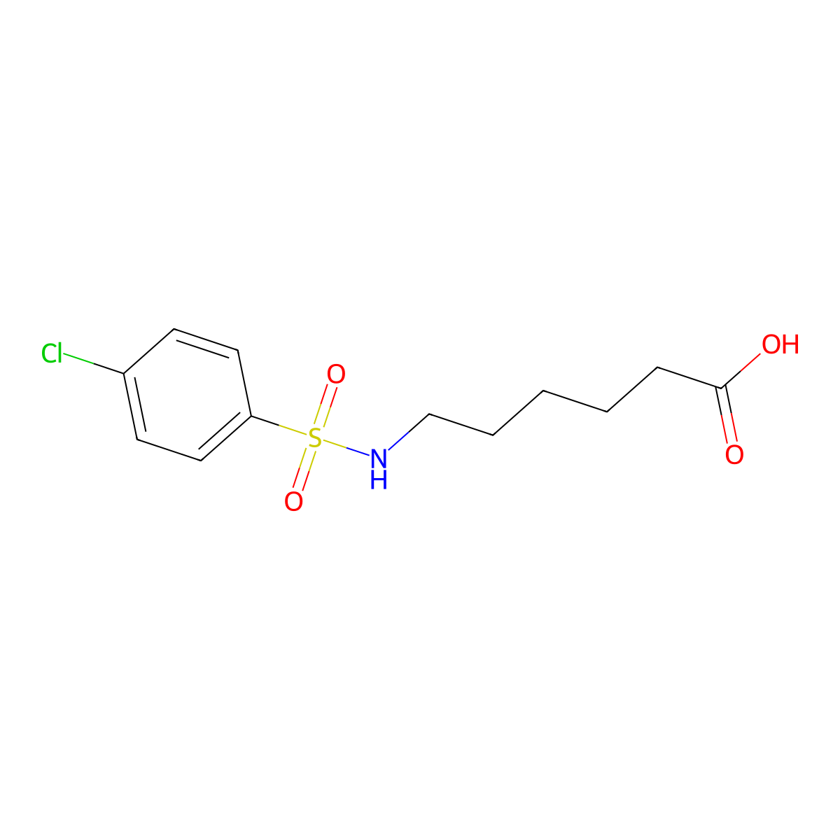 6-{[(4-Chlorophenyl)sulfonyl]amino}hexanoic acid molecular structure, CAS 46949-54-6