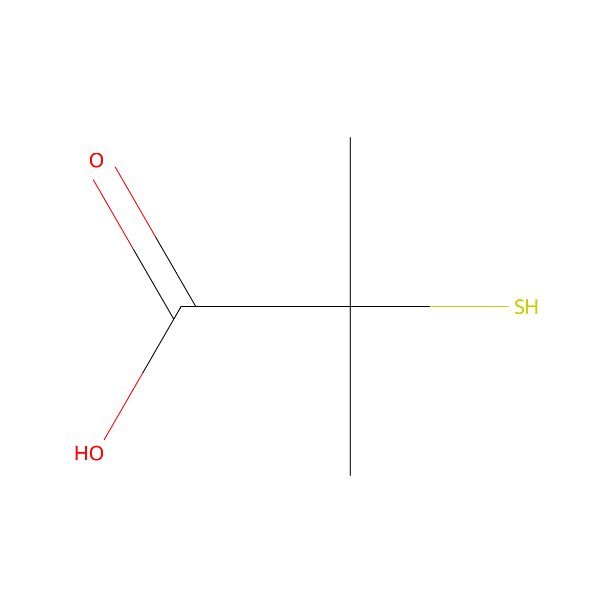 2-Mercapto-2-methylpropanoic acid molecular structure, CAS 4695-31-2