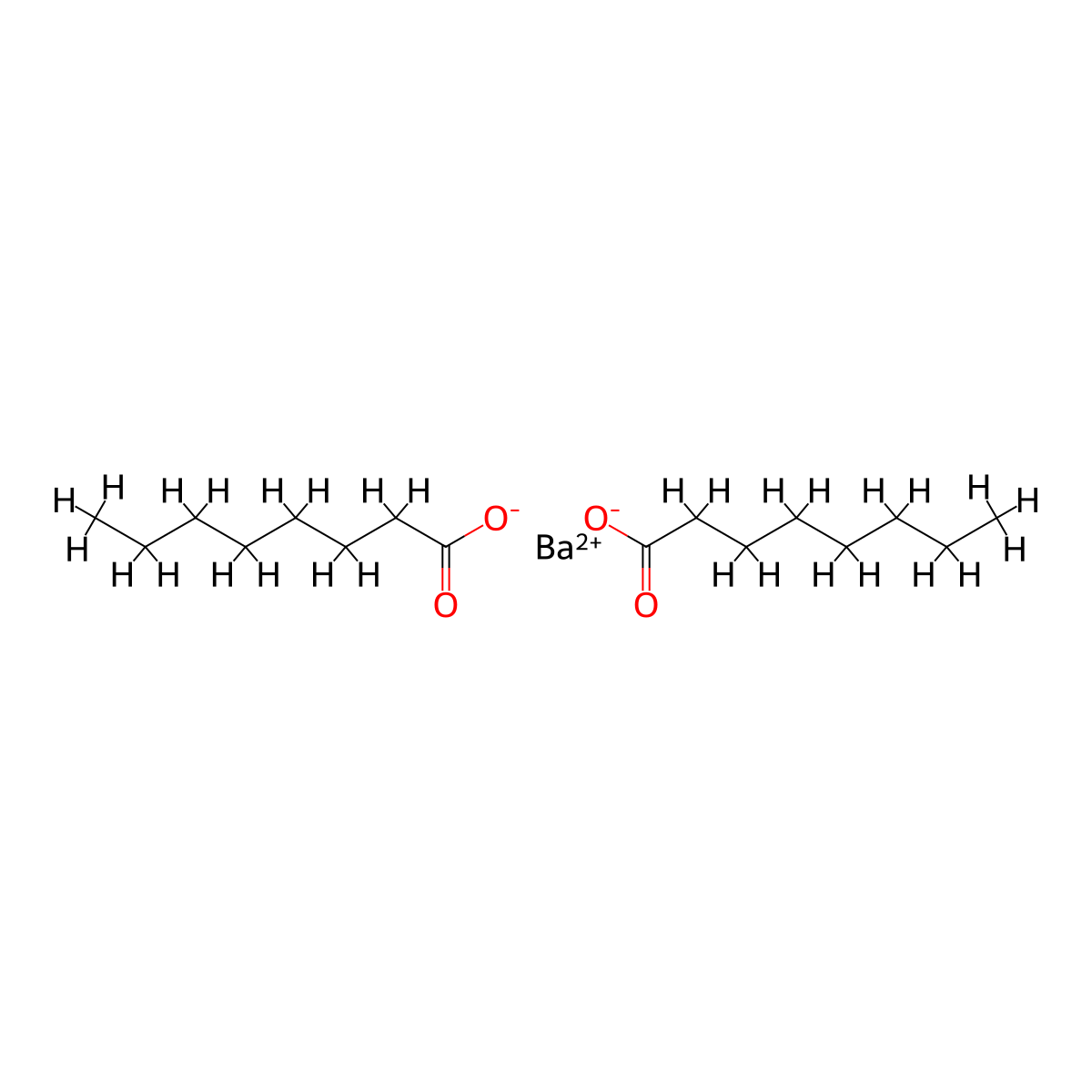 Caprylic acid, barium salt molecular structure, CAS 4696-54-2