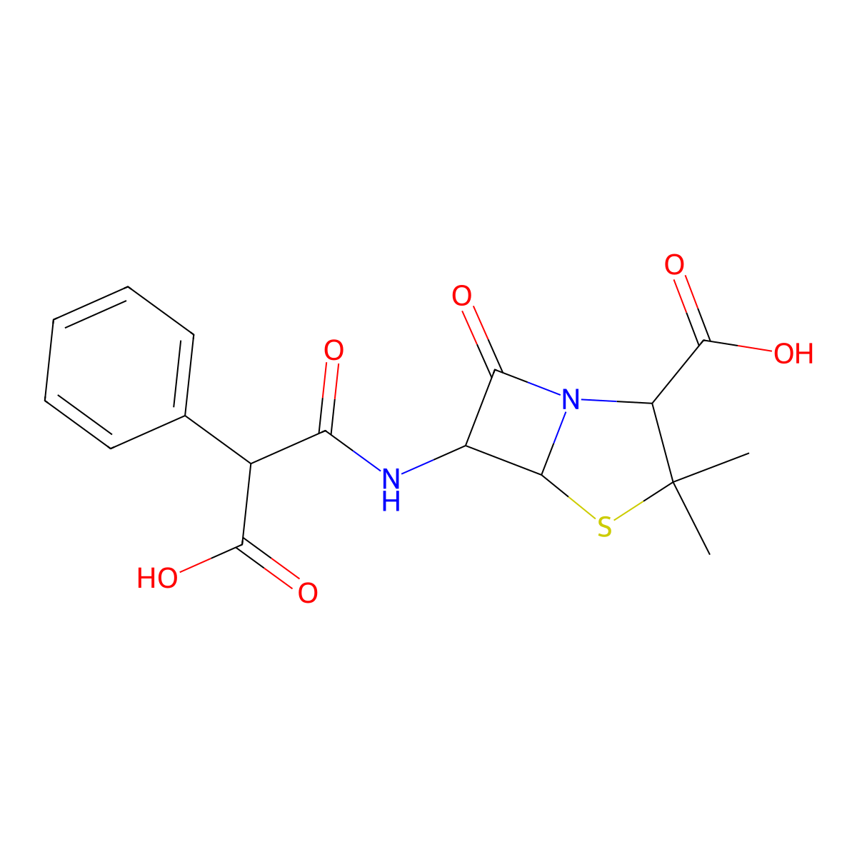 Carbenicillin molecular structure, CAS 4697-36-3