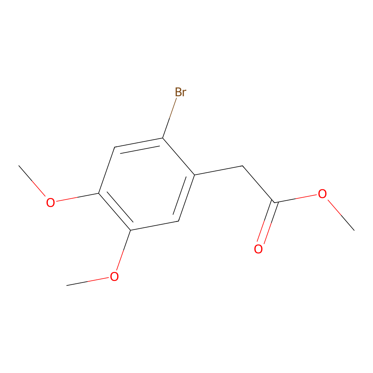 Methyl 2-(2-bromo-4,5-dimethoxyphenyl)acetate molecular structure, CAS 4697-57-8