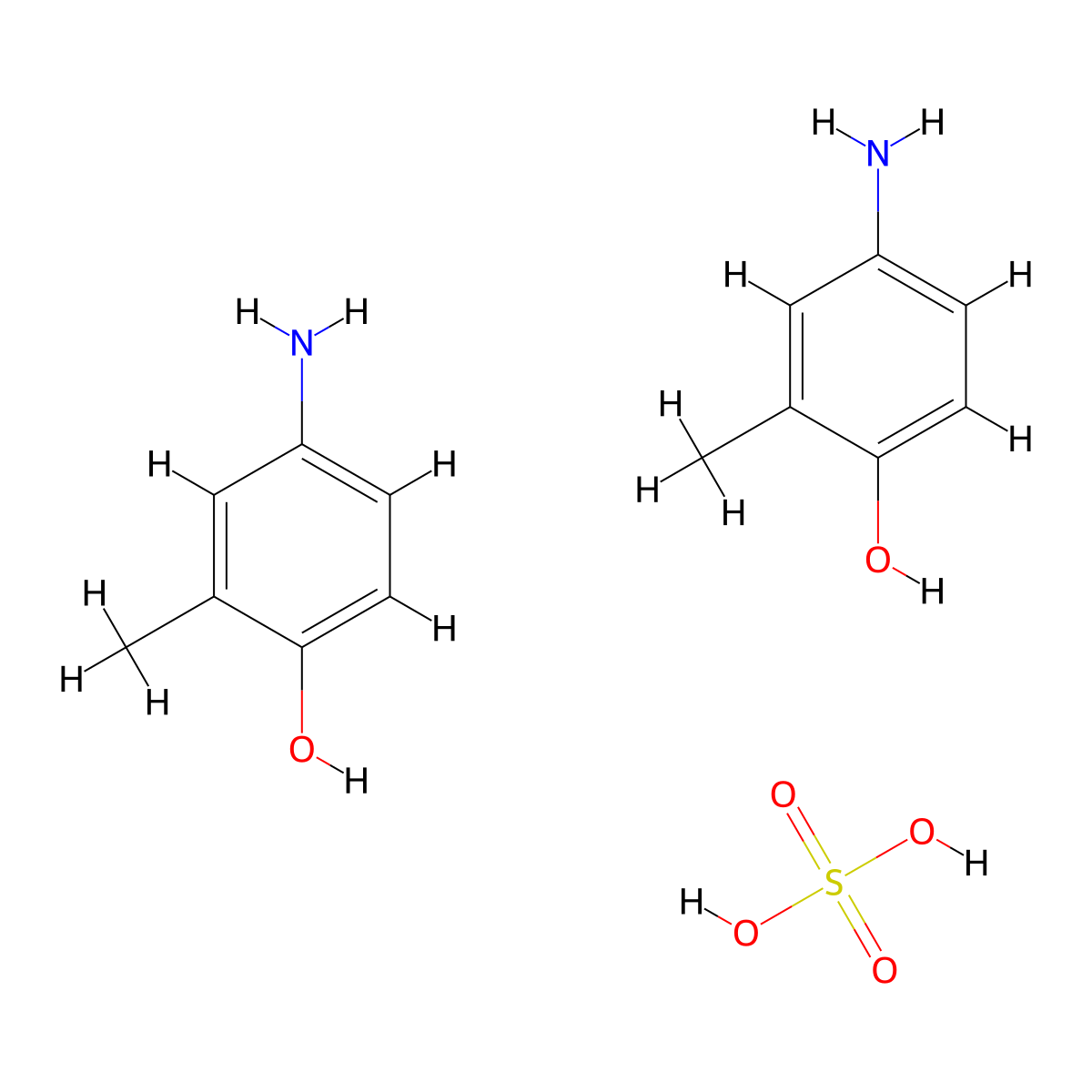 Phenol, 4-amino-2-methyl-, sulfate (2:1) molecular structure, CAS 4698-30-0