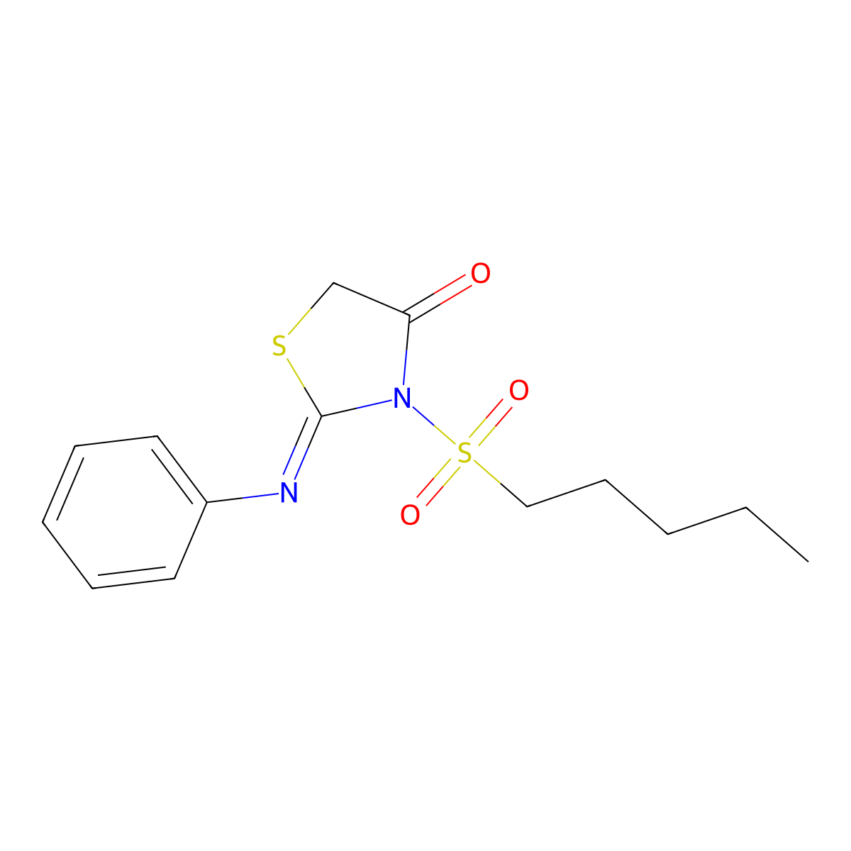 (Z)-3-(pentylsulfonyl)-2-(phenylimino)thiazolidin-4-one molecular structure, CAS 469876-27-5