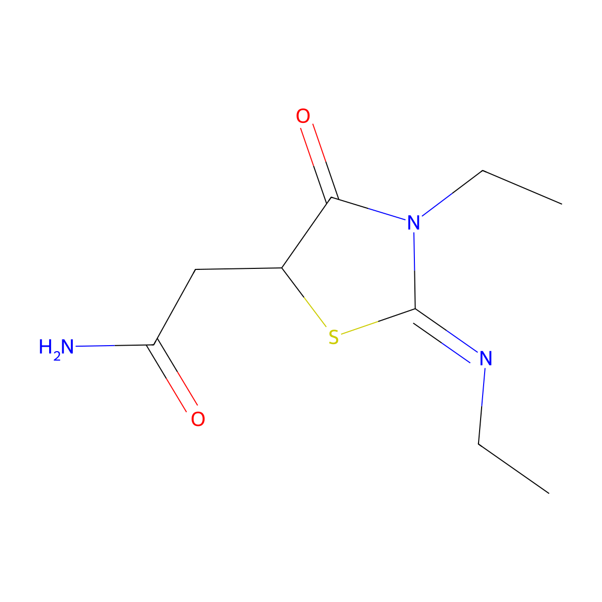 2-(3-Ethyl-2-ethylimino-4-oxo-thiazolidin-5-yl)acetamide molecular structure, CAS 469876-36-6