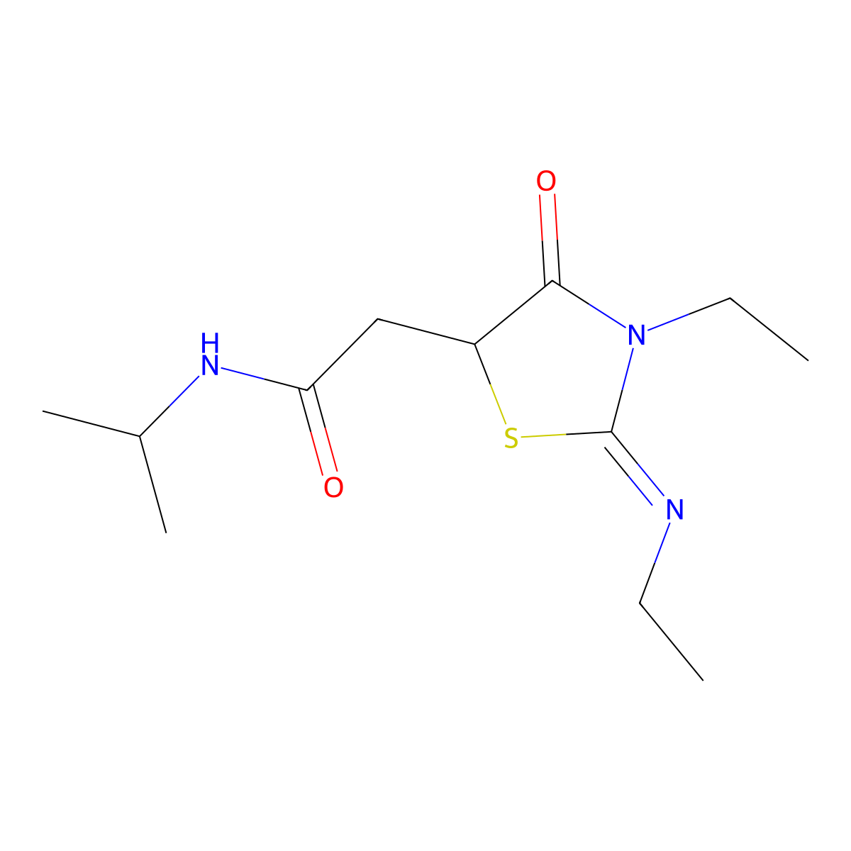 2-(3-Ethyl-2-ethylimino-4-oxo-thiazolidin-5-yl)-N-isopropyl-acetamide molecular structure, CAS 469876-39-9