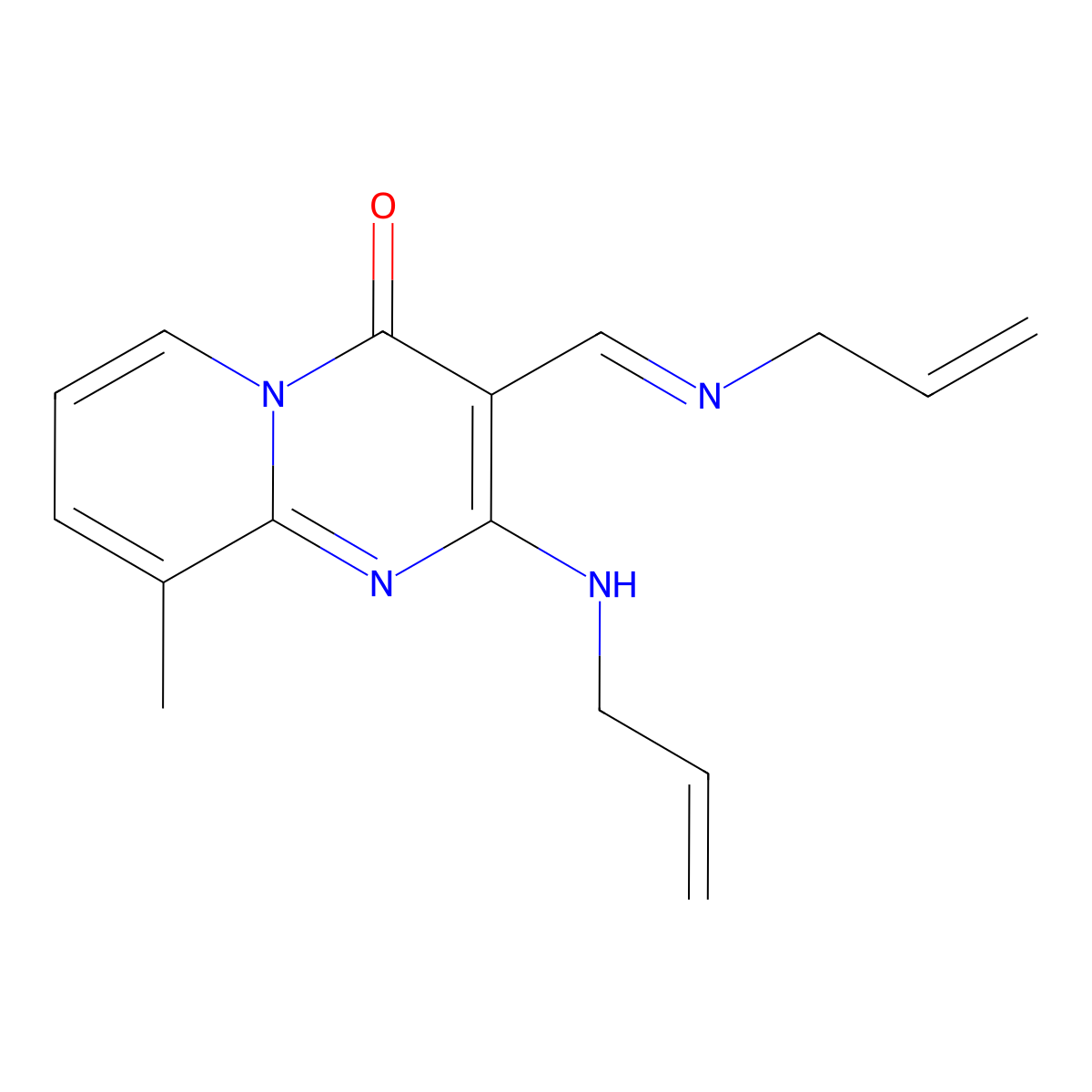 9-Methyl-2-(prop-2-enylamino)-3-(prop-2-enyliminomethyl)pyrido[1,2-a]pyrimidin-4-one molecular structure, CAS 469879-22-9