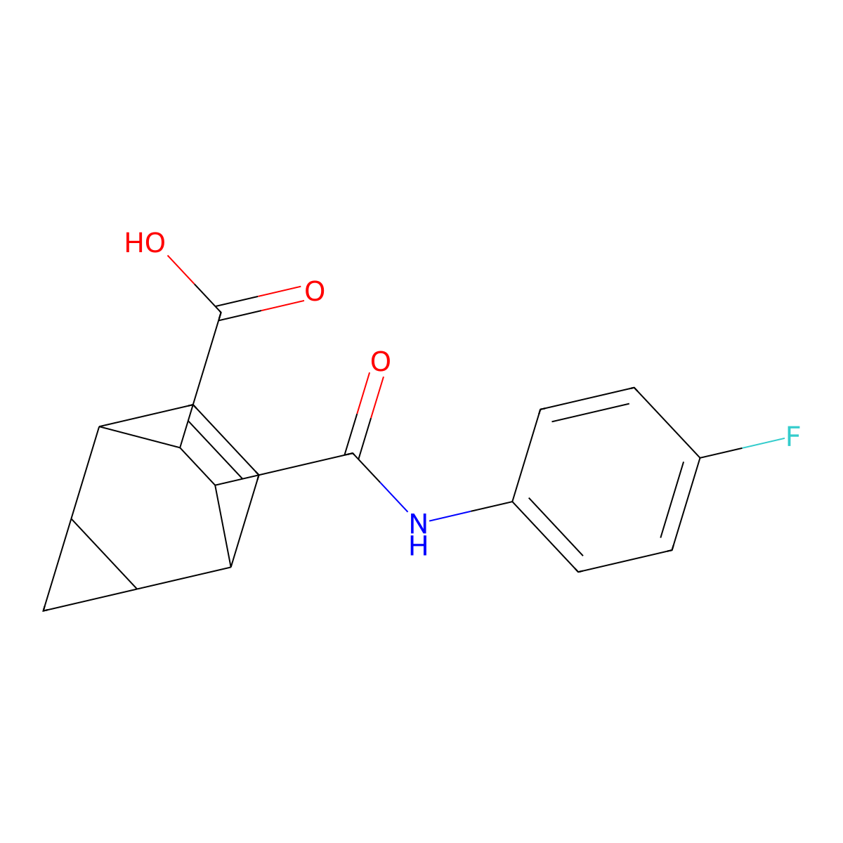 7-[(4-Fluorophenyl)carbamoyl]tricyclo[3.2.2.0~2,4~]non-8-ene-6-carboxylic acid molecular structure, CAS 469888-33-3