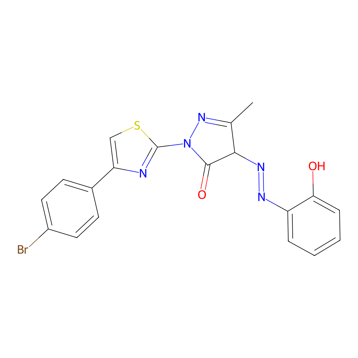 (E)-1-(4-(4-Bromophenyl)thiazol-2-yl)-4-((2-hydroxyphenyl)diazenyl)-3-methyl-1H-pyrazol-5(4H)-one molecular structure, CAS 469889-37-0