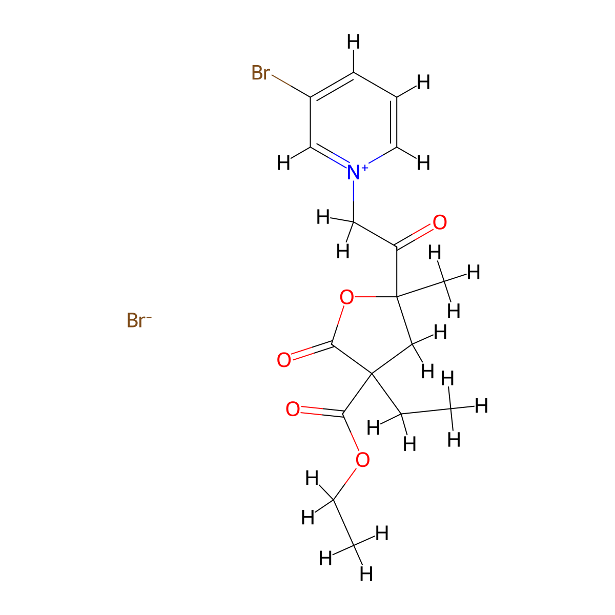 Ethyl 5-[2-(3-bromopyridin-1-ium-1-yl)acetyl]-3-ethyl-5-methyl-2-oxooxolane-3-carboxylate;bromide molecular structure, CAS 469889-55-2