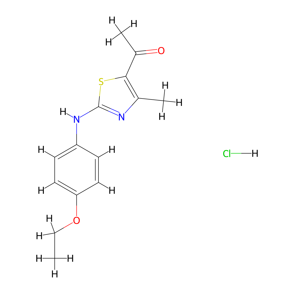 1-(3-((4-Ethoxyphenyl)amino)-5-methyl-2,4-thiazolyl)ethan-1-one, hydrochloride molecular structure, CAS 469890-02-6