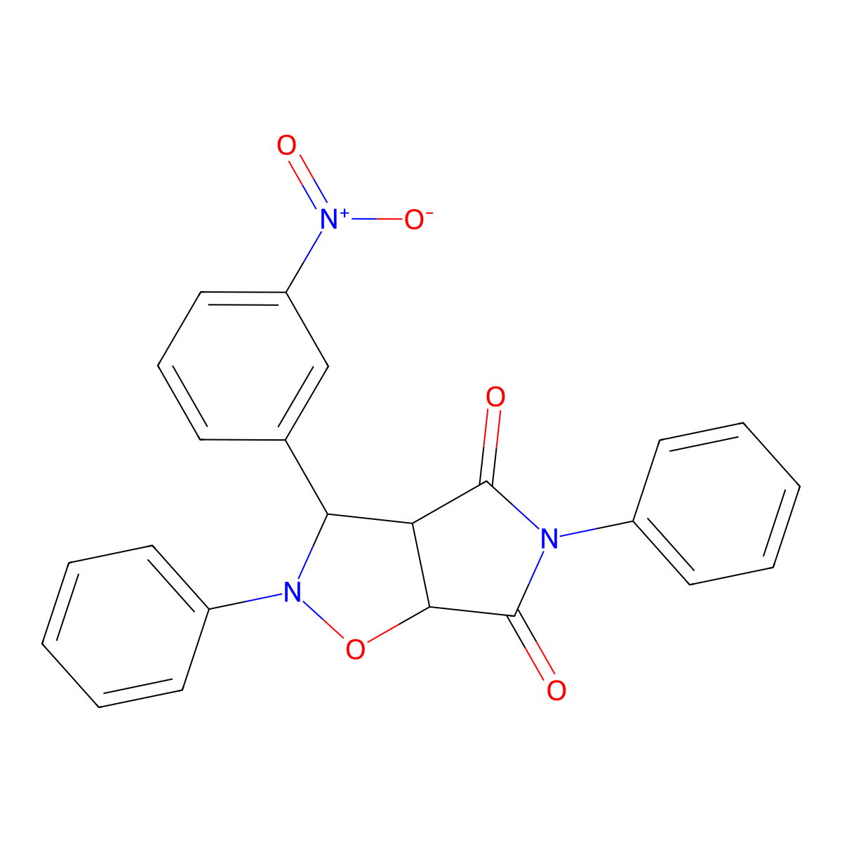3-(3-Nitro-phenyl)-2,5-diphenyl-tetrahydro-pyrrolo[3,4-d]isoxazole-4,6-dione molecular structure, CAS 469890-59-3