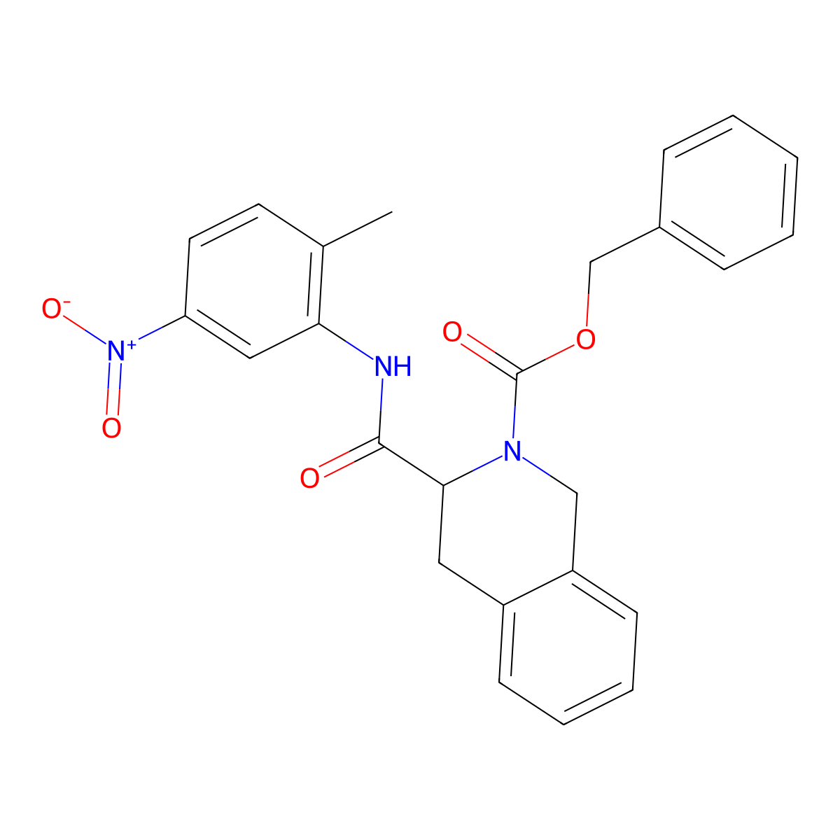 benzyl 3-((2-methyl-5-nitrophenyl)carbamoyl)-3,4-dihydroisoquinoline-2(1H)-carboxylate molecular structure, CAS 469890-66-2