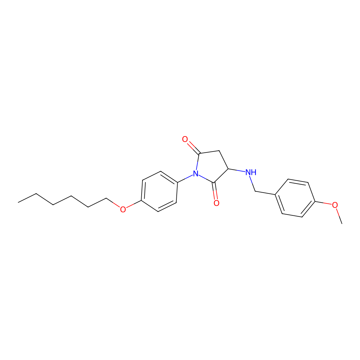 1-[4-(Hexyloxy)phenyl]-3-[(4-methoxybenzyl)amino]pyrrolidine-2,5-dione molecular structure, CAS 469891-20-1