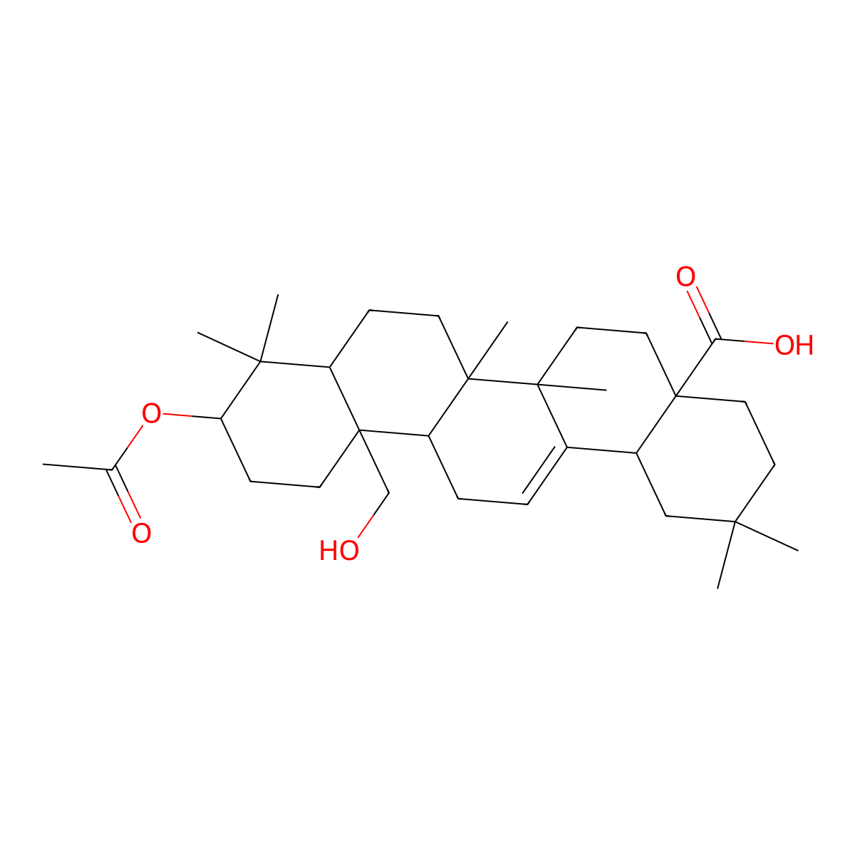 3alpha-Acetyloxy-25-hydroxyolean-12-en-28-oic acid molecular structure, CAS 469895-08-7