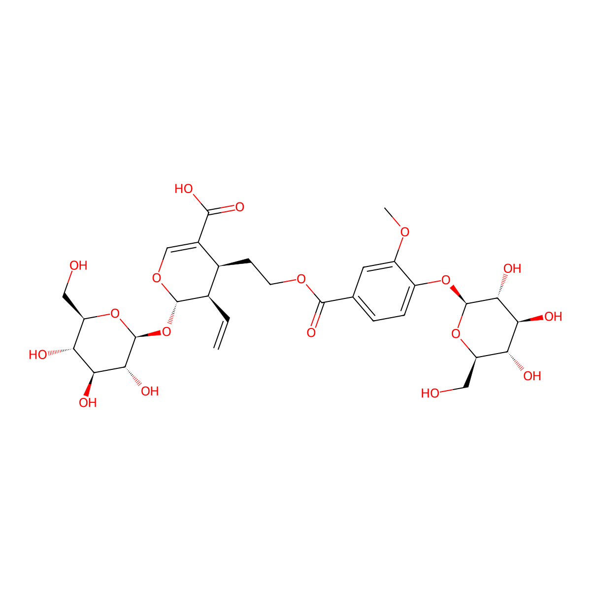 7-O-(4-beta-D-glucopyranosyloxy-3-methoxybenzoyl)secologanolic acid molecular structure, CAS 469899-55-6