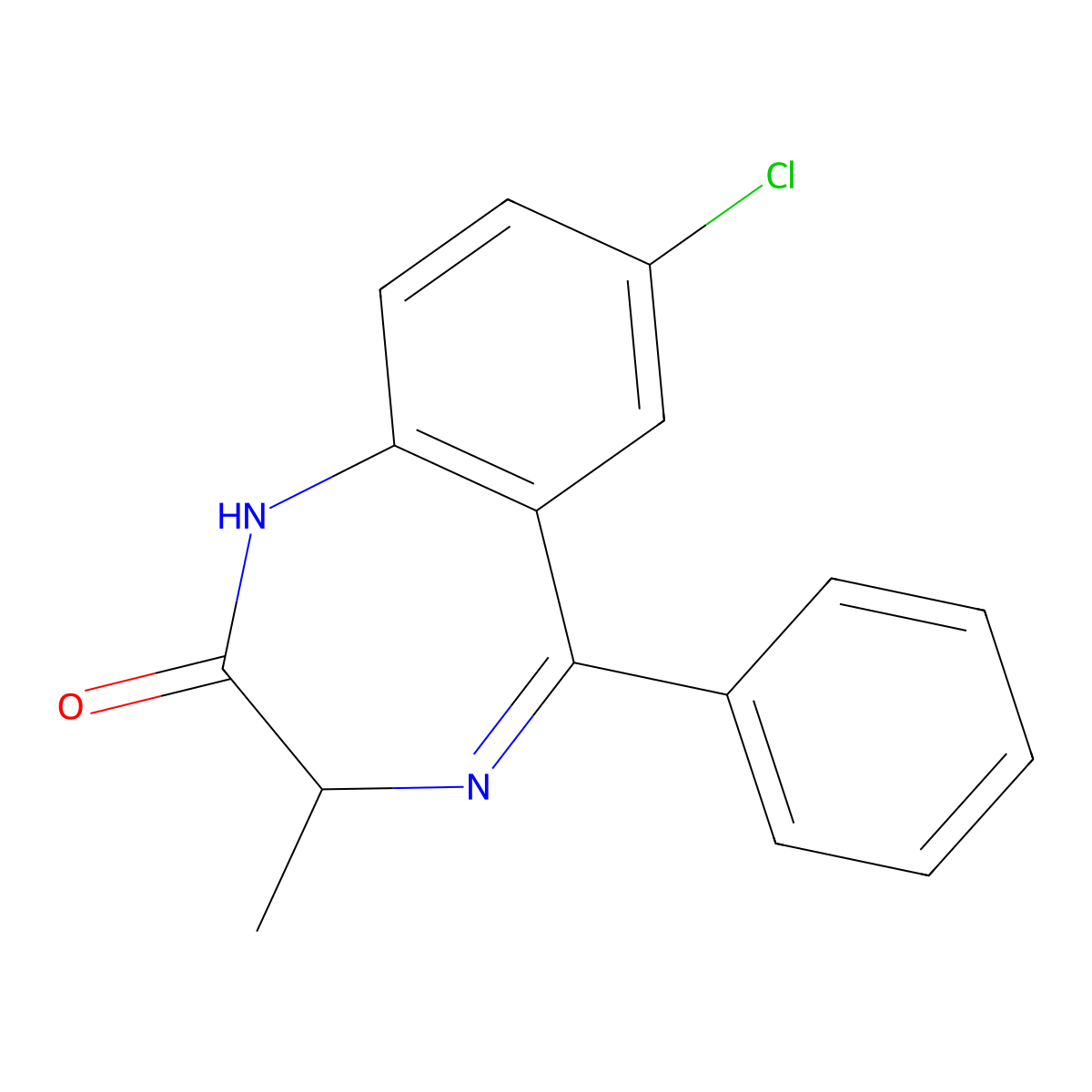 7-chloro-3-methyl-5-phenyl-2,3-dihydro-1H-1,4-benzodiazepin-2-one molecular structure, CAS 4699-82-5