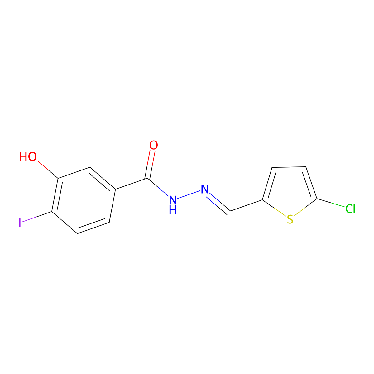 3-Hydroxy-4-iodobenzoic acid 2-[(5-chloro-2-thienyl)methylene]hydrazide molecular structure, CAS 469901-74-4
