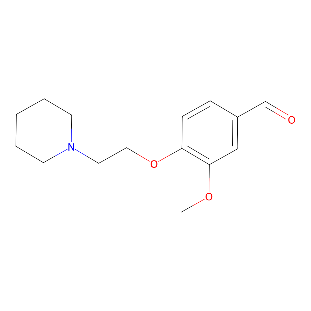 3-Methoxy-4-[2-(piperidin-1-yl)ethoxy]benzaldehyde molecular structure, CAS 46995-88-4
