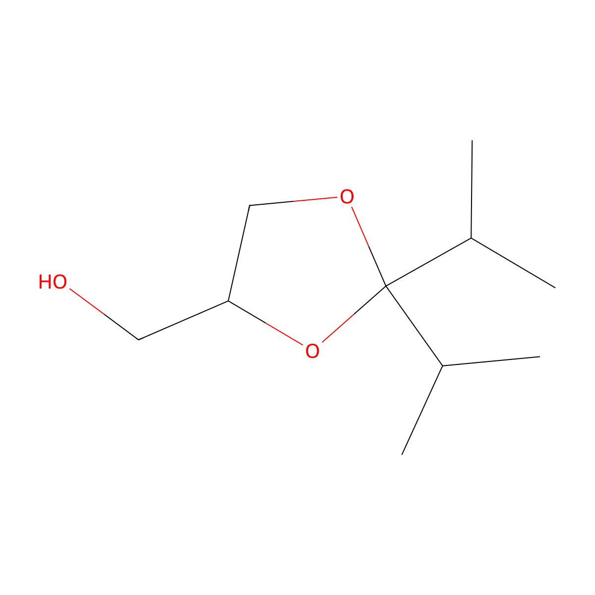 2,2-Bis(1-methylethyl)-1,3-dioxolane-4-methanol molecular structure, CAS 470-43-9