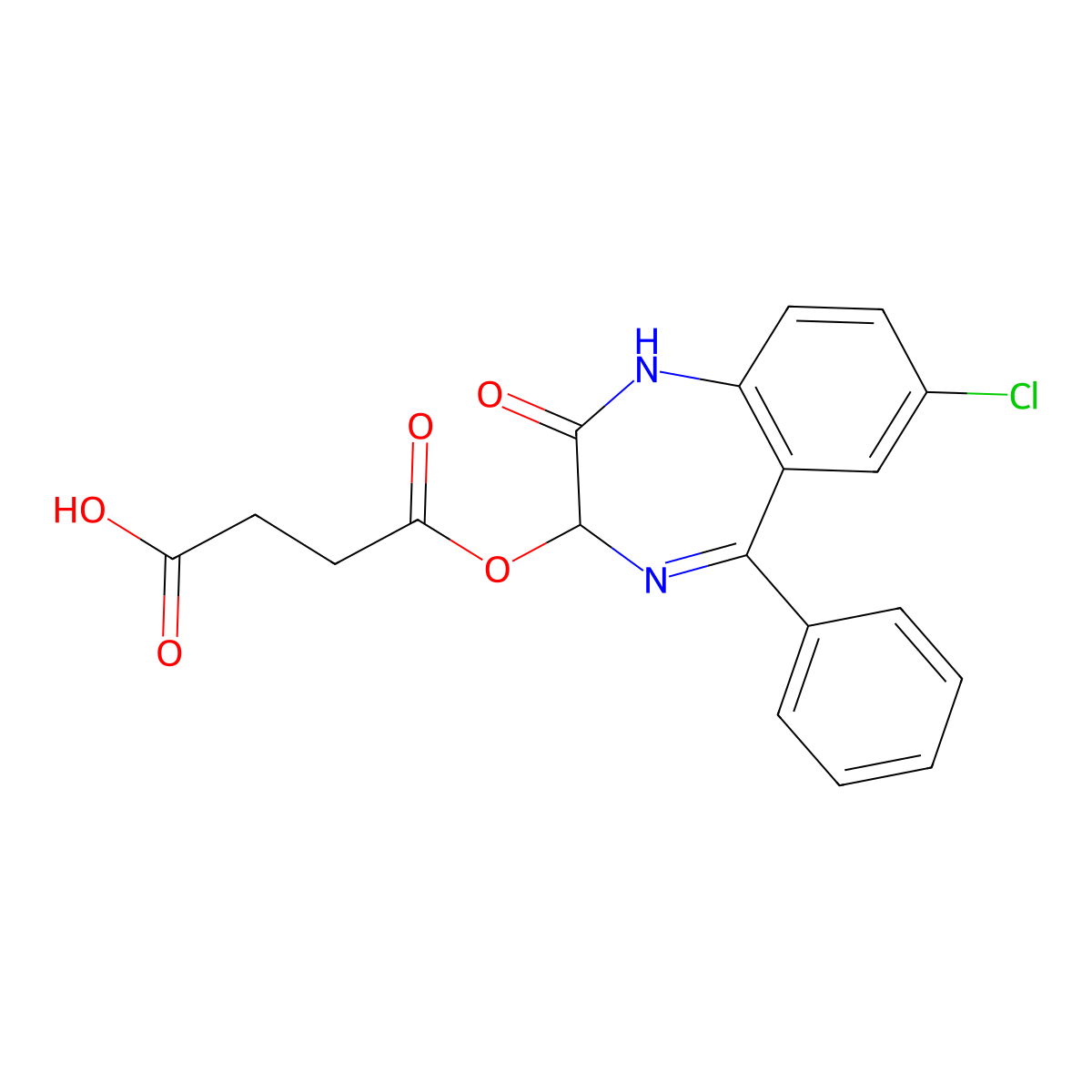 Oxazepam succinate molecular structure, CAS 4700-56-5